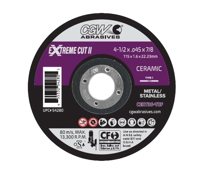 Picture of CGW "Camel" Abrasive 41/2X.045X5/8-11 T27 Cer46-Tbf Wheel Grinding